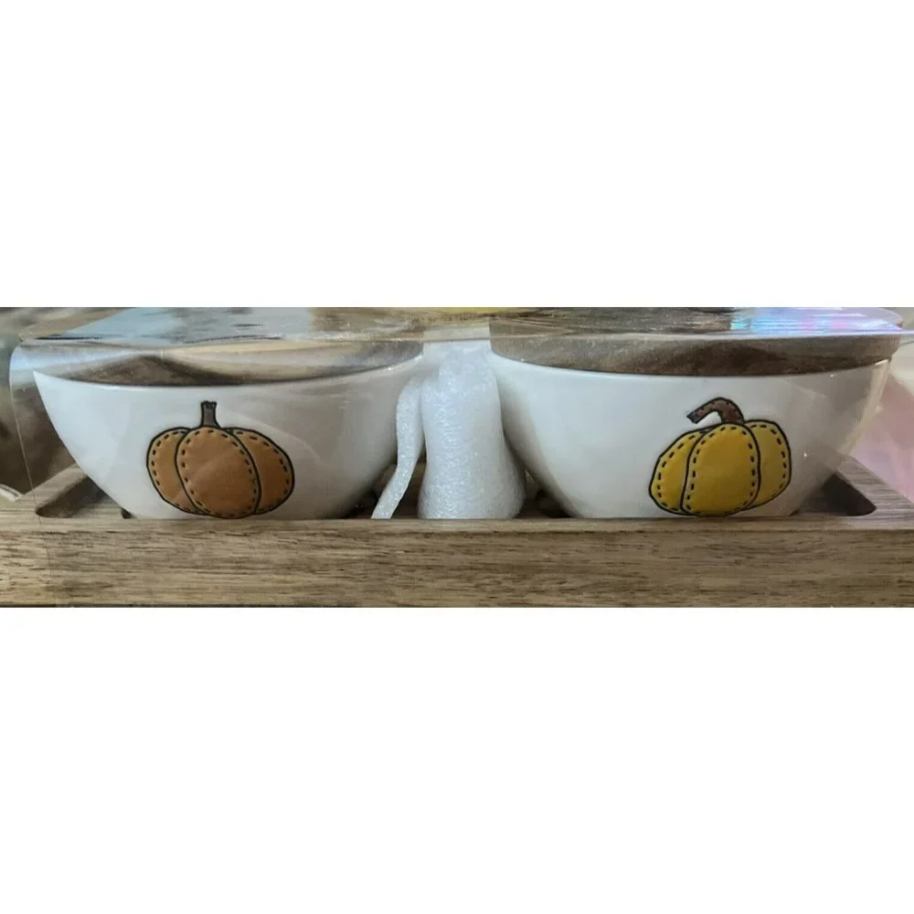 New Rae Dunn Set of‎ 2 Pinch Bowls Harvest Blessed Gift Set New Home Fall Gift